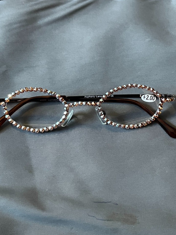 Made with Swarovski Crystal Jeweled Reading Glasses Bling +2.00 Frames