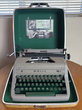 1940s-50s Vintage ROYAL Quiet De Luxe Portable Typewriter Working w/ Key & Case thumbnail