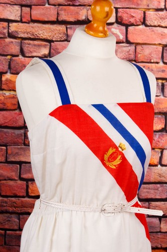 Vintage orig 80er Kleid Streifen Träger maritim Baumwollmix 42 - Bild 4 von 6