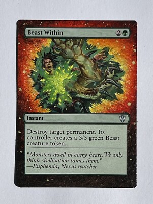Beast Within Alter, Hand Painted MTG, EDH Removal, Violent Transformation Art
