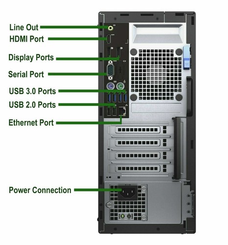 Dell 7040 Computer MT Intel Core i5 6th Gen. 16GB 1TB Wi-Fi Win10 Pro Desktop PC - Afbeelding 5 van 8