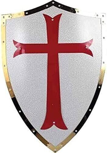 Bouclier De Bataille Médiéval Type "Heater Shield" - Croix Rouge Templier - 28 Pouces - Neuf