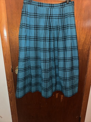 Vintage Woolrich Damen grün und schwarz kariert Wolle Maxirock Größe 18 - Bild 2 von 8