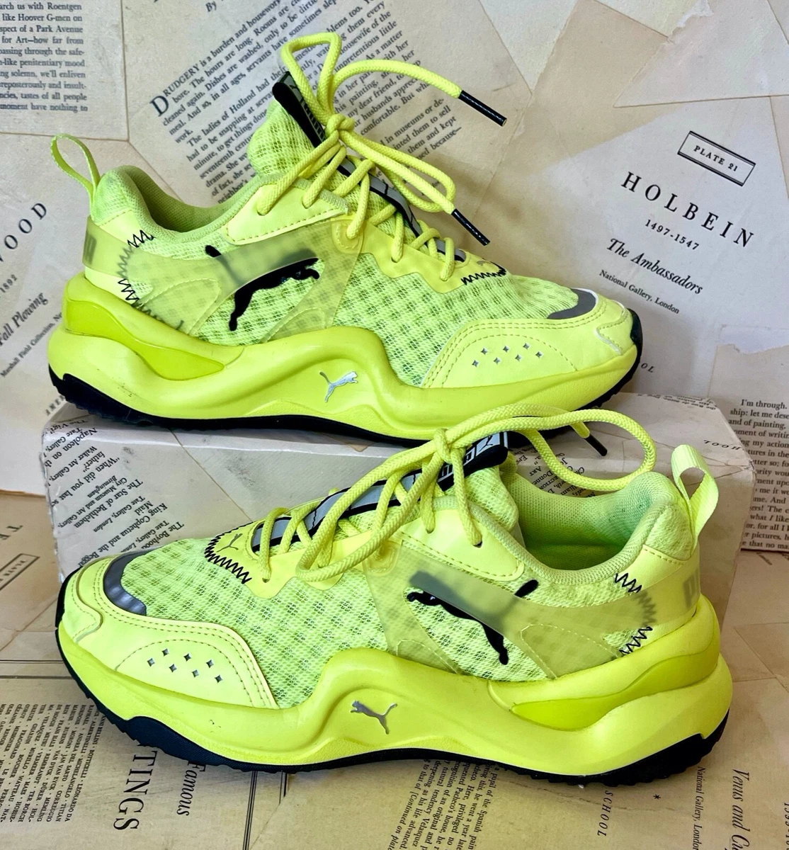 Puma Sneaker Running Walking Neon Yellow Mesh Cushion Midsole