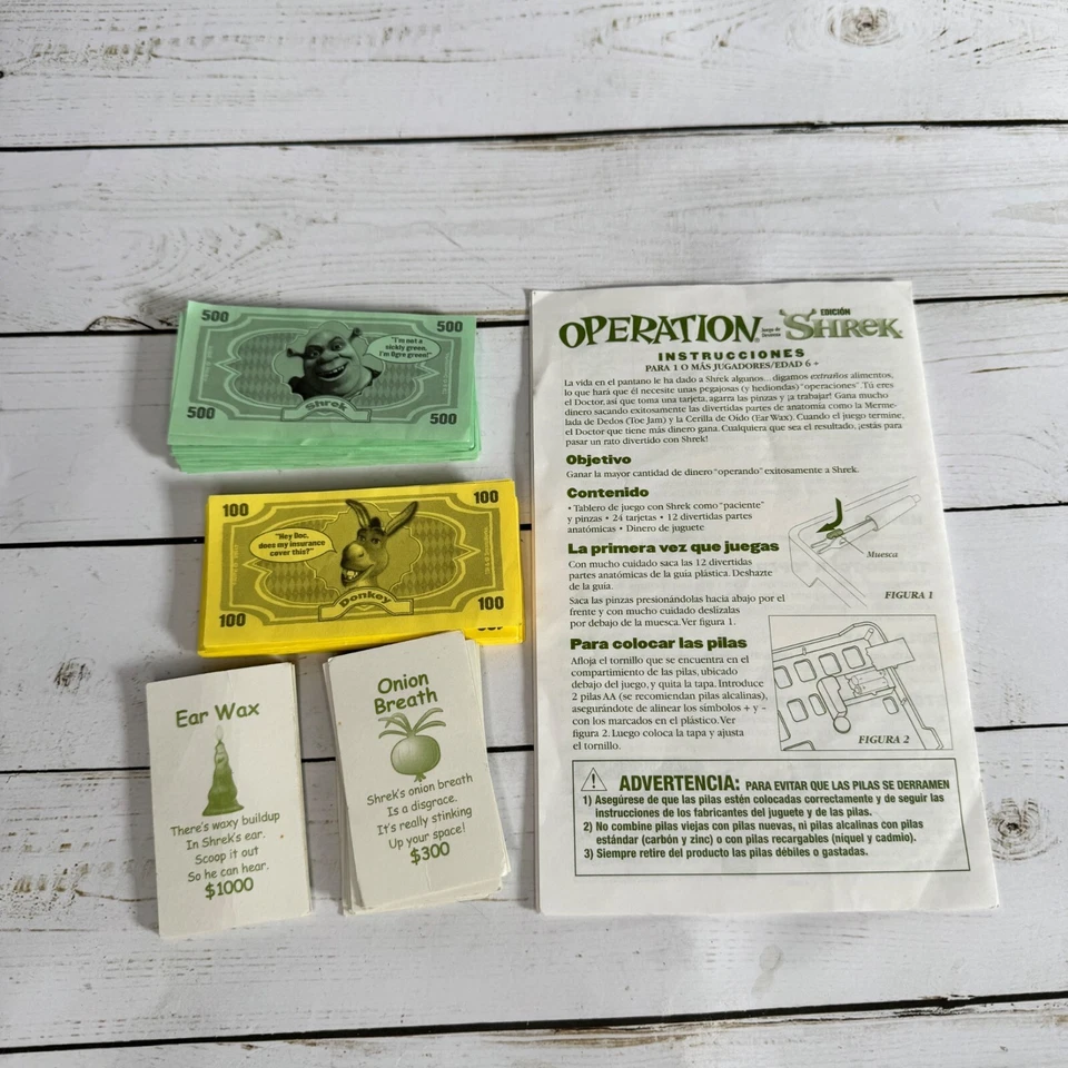 Juego de reemplazo de tarjetas de dinero y manual de instrucciones Operation Shrek Foto 2 de 4