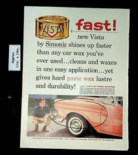 1957 Vista Car Wax by Simoniz Man waxing his car Print Ad 41937