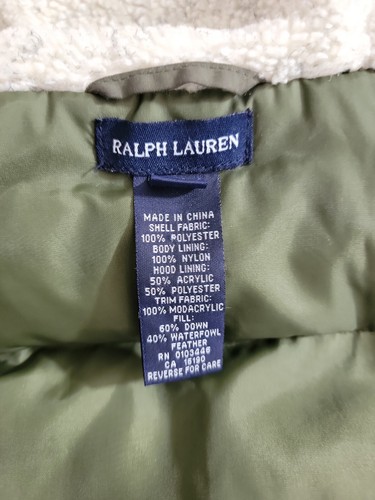 Ralph Lauren Down Parka Jacket / Coat Hooded Faux Fur Olive Green Girls Size XL - Picture 8 of 14