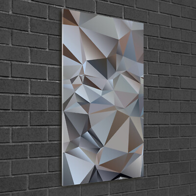 Wandbild Kunst-Druck auf Hart-Glas hochkant 50x100 Abstrakte Dreiecke