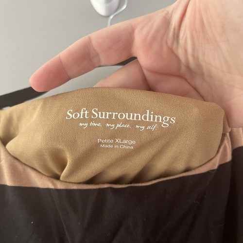 Weiche Umrandung gestreift ärmellos Maxikleid hellbraun schwarz Strick Gr. Petite XL - Bild 4 von 5