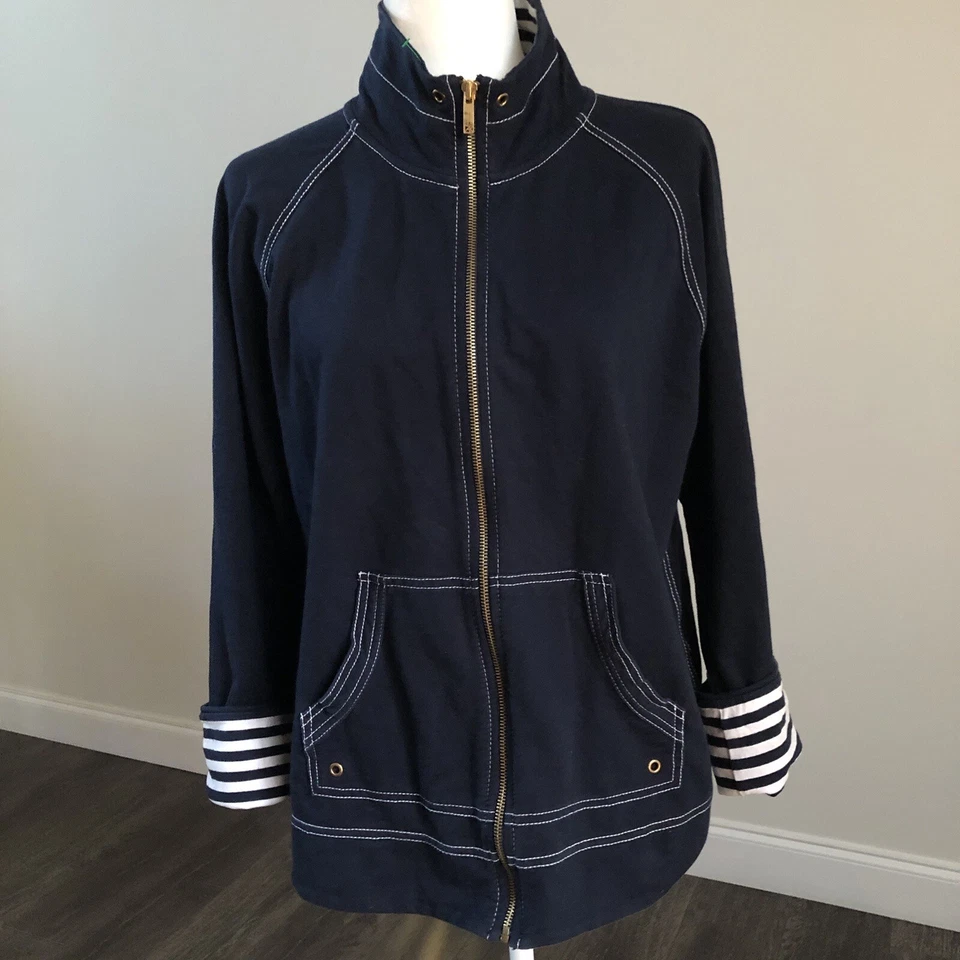 AK Anne Klein Sudadera Deportiva LS Chaqueta Frontal Cremallera Puntadas Azul Marino Talla XL Foto 2 de 4