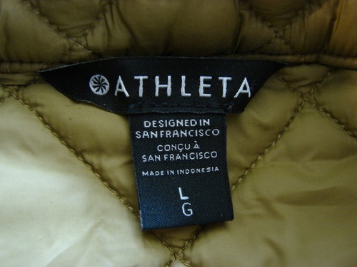 Athleta Whisper Featherless Puffer Vest Green Full Zip Quilted Womens L Flaw - Picture 7 of 10