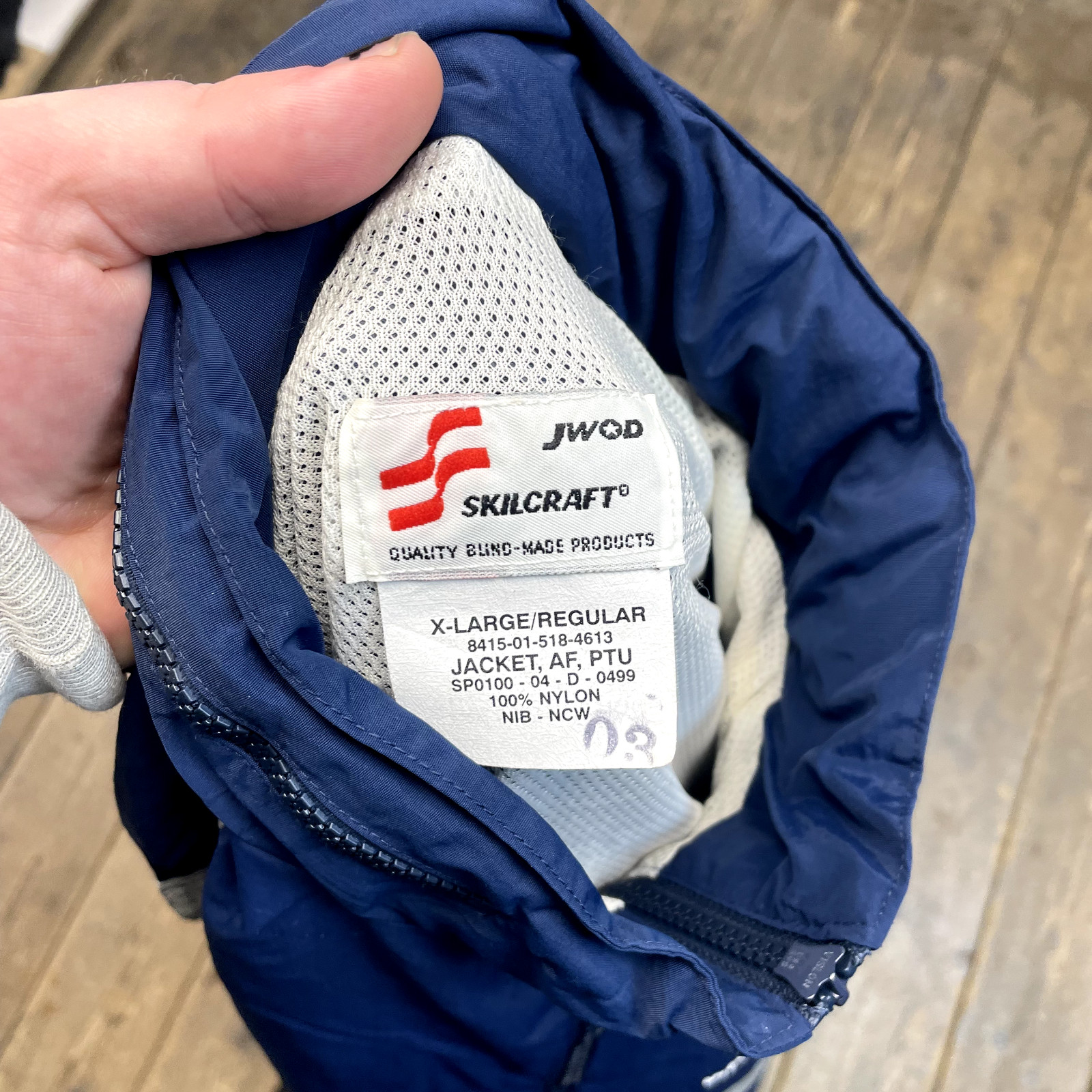 SkilCraft Bomber Jacket Mens Vintage US Air Force Windbreaker Coat, Blue, XL image 8