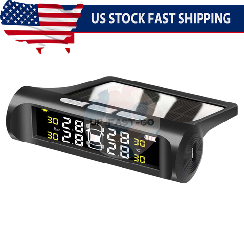 Wireless Solar TPMS LCD Car Tire Pressure Monitoring System + 4 External Sensors