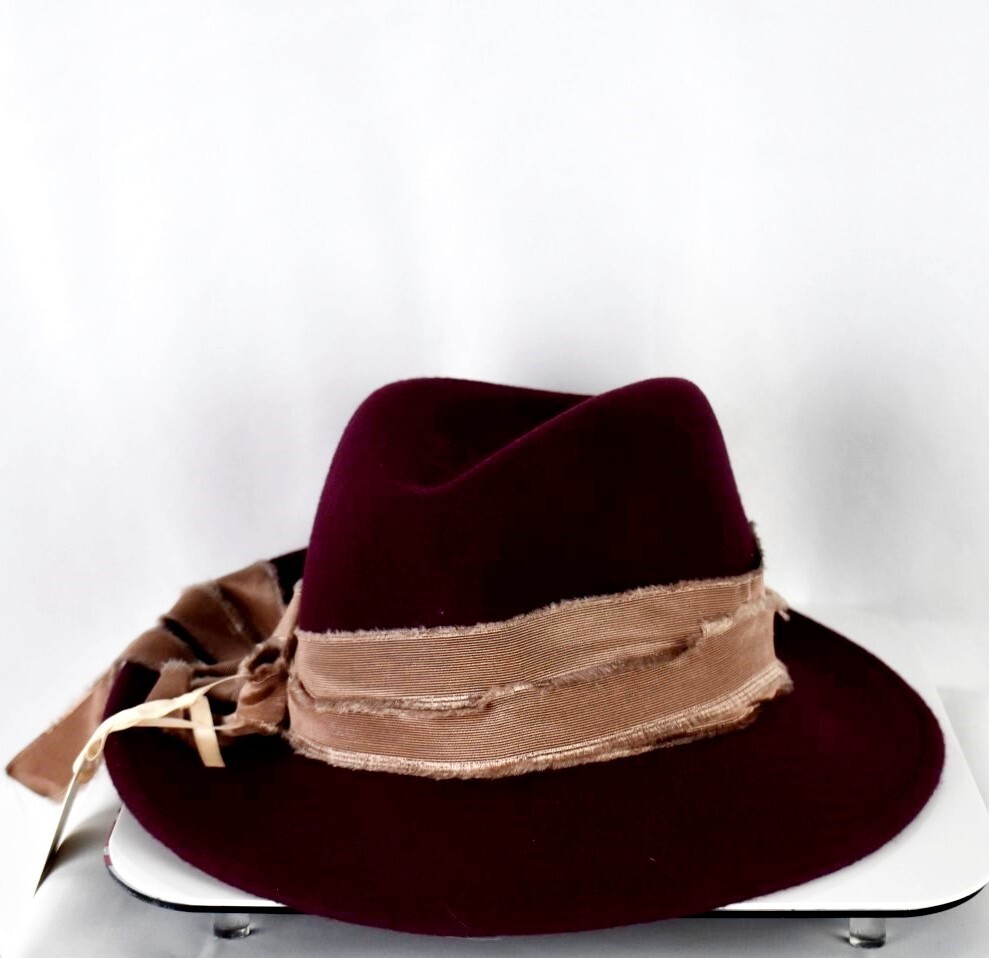 Kathy Jeanne Womens Wool Fedora Hat Burgundy Red NWT | eBay display picture 2