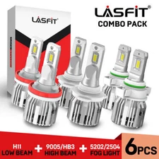 LASFIT Combo H11 9005 5202 LED Headlight Bulb High Low Beam Fog Light 6000K 6pcs