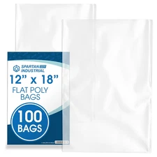 - 12” X 18” (100 Count) 1.1 Mil Flat Open End Clear Plastic Poly Bags - for Proo