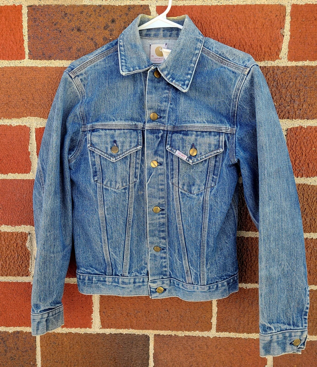Carhartt VTG Denim Trucker Cotton Jean Jacket JU108 36 Made in USA vintage
