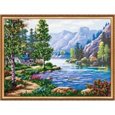 Bead Embroidery Kit Morning in the mountains DIY Abris Art Bead needlepoint