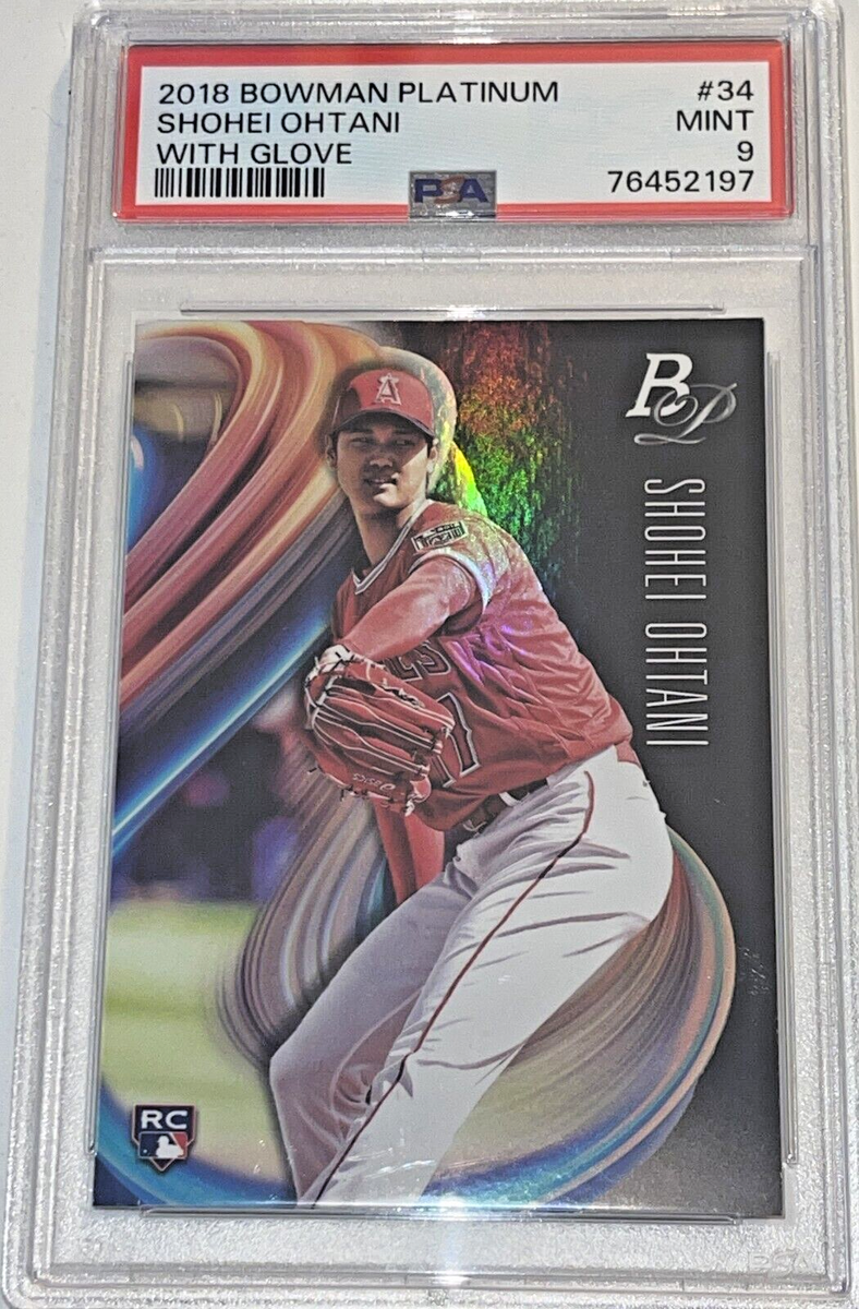 RARE SHOHEI OHTANI ROOKIE CARD W/GLOVE 2018 BOWMAN PLATINUM RARE SHOHEI OHTANI ROOKIE CARD W/GLOVE 2018 BOWMAN PLATINUM