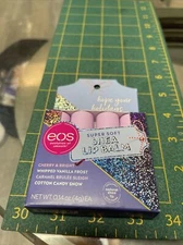 EOS Cherry & Bright SHEA LIP BALM SET Brand NEW Set Lot 4  .14 Oz Pieces