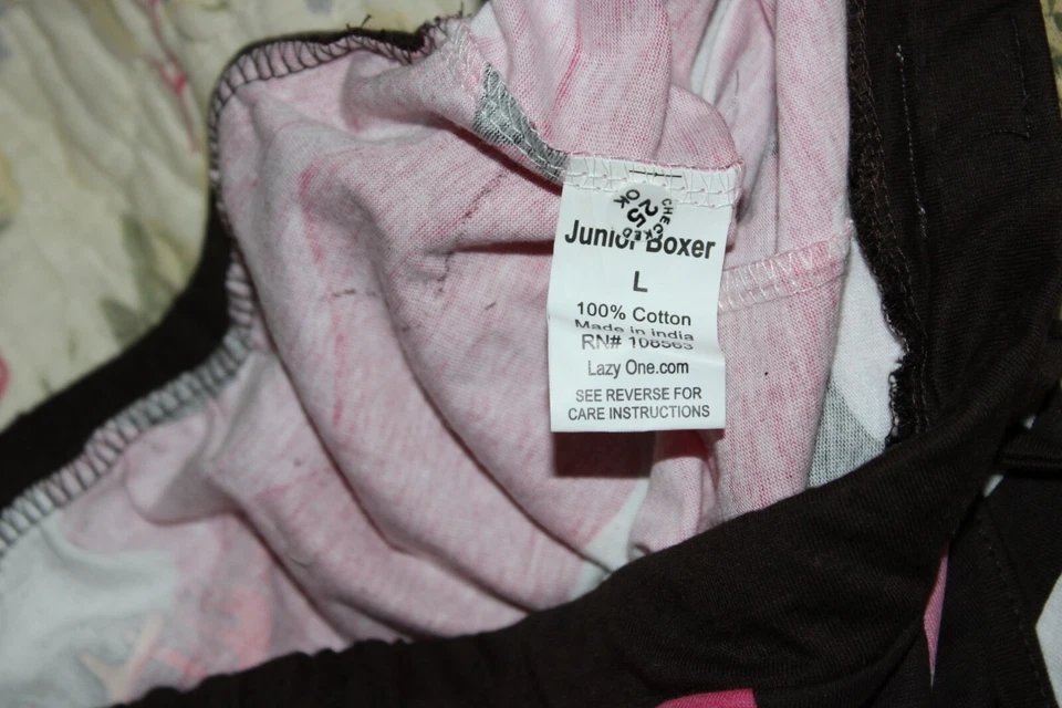 Large NWT Juniors Lazy One Deeriaire Pink Camo Boxer Sleep Shorts - Image 4 of 4