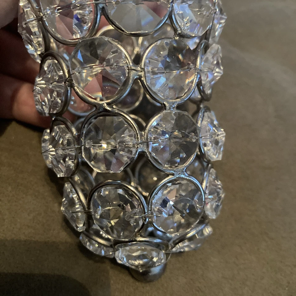 Lantern Candle Holder Wire Clear Crystal Tealight Votive candle holder 4" - Image 4 of 4