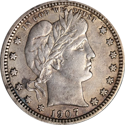 1907-S Barber Quarter - VF/XF Details, Cleaned