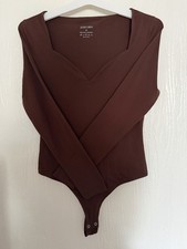 Brown, long-sleeved bodysuit ,Size M