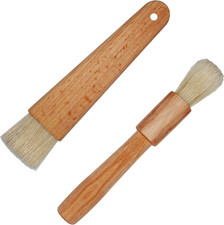 Exceliy 2 Sets Pastry Brushes with Wooden Handle Natural Bristles for Basting Sp