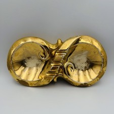 Vintage MCM Glaze Ashtray Ceramic Retro Gold 1970s 8.5 Inches