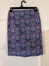 Talbots Purple Paisley Pencil Skirt Women s Size 8 NWOT