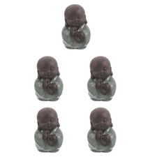  Set 5 Pezzi Figure di Monaco Buddista in Ceramica, Statue di Monaco in Miniatura per