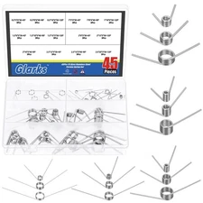 45PCS Torsion Spring Kit, 15 Sizes, V-Shaped, 45/90/120 Degree, 0.5-2.5MM Wire
