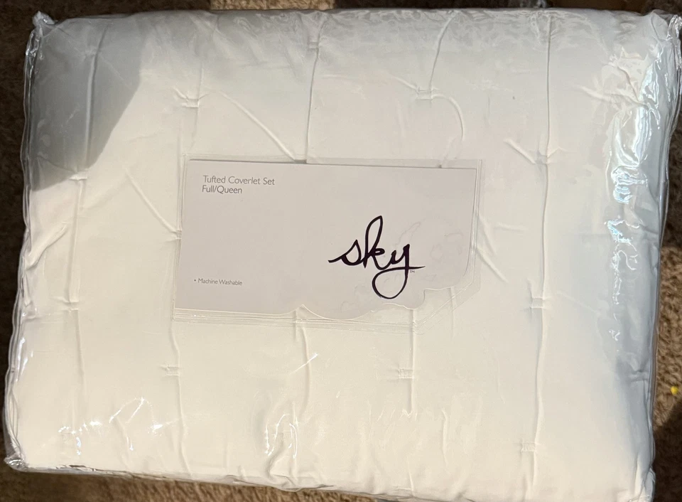 Coverlet Comforter Set Full / Queen by SKY, Machine Washable Cotton - WHITE- NWT - Image 2 of 4