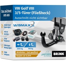 ANHÄNGERKUPPLUNG für VW Golf VIII ab 24 ver. abnehmbar BRINK +7pol ES spezifisch