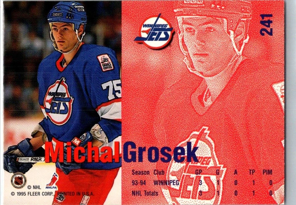 1995-96 Fleer Michal Grosek Rookie Winnipeg Jets #241 - Image 2 of 2