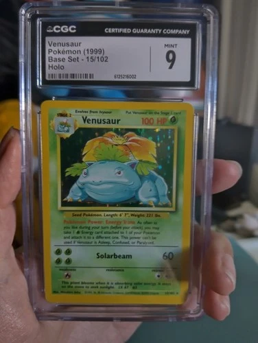 1999 Pokemon TCG Venusaur CGC 9 MINT Holo Rare #15 Base Set Vintage WOTC