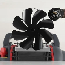 Wood Stove Fan for Big Buddy Heater, Heat Powered Fireplace 8-Blade, Black
