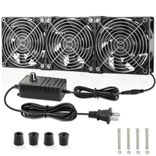 3 X 120mm 360mm Computer Fan With Ac Plug Variable Speed Control 110v 240v Ball
