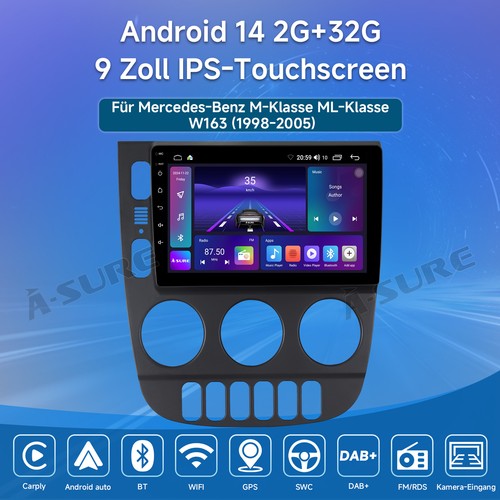 Radio de coche 2+32G para Mercedes-Benz Clase M W163 ML 350 320 Android 14.0 GPS Navi - Imagen 2 de 15
