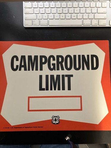 VTG U.S Forest Service cardboard sign “Campground Limit” Dept Agriculture