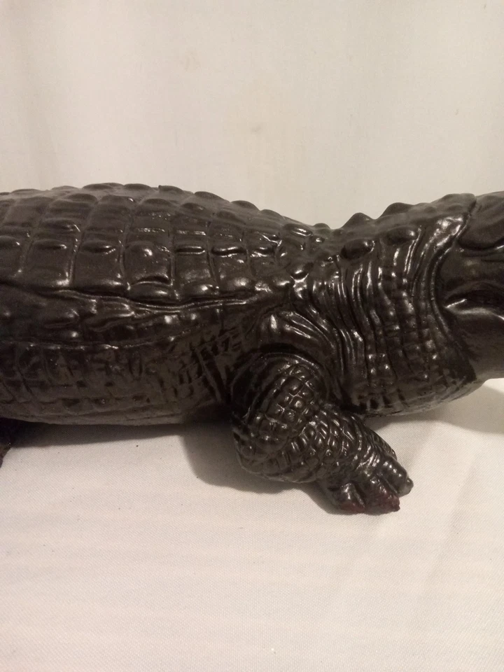 Jacaré de concreto pintado à mão decoração de quintal vintage jacaré 29 polegadas - Imagem 3 de 4