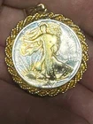 1941 Liberty Walking Silver with 14K Gold Plating Half Dollar Pendant, Must See!