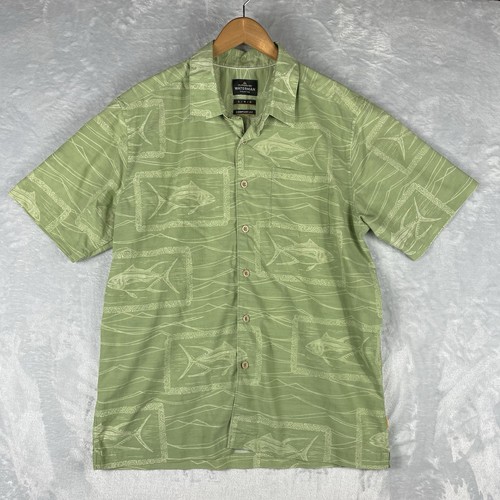 Quiksilver Waterman Collection SS Shirt Men’s Large Green Fish AOP