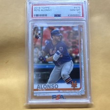 Topps 2019 Pete Alonso #475 Rookie PSA 10 New York Mets Batting Baseball Card