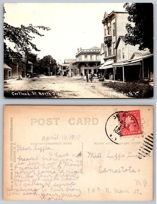 Cortland Street DeRuyter, NY RPPC Postcard
