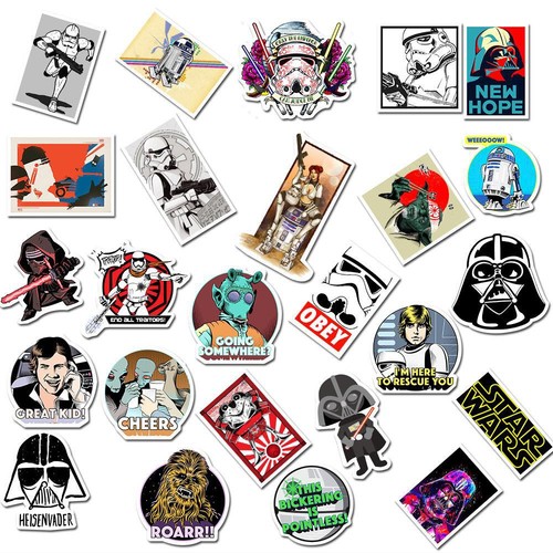 Lot de 50 autocollants Star Wars pour ordinateur portable/bouteille d'eau/téléphone/guitare vinyle étanche - Photo 4 sur 6