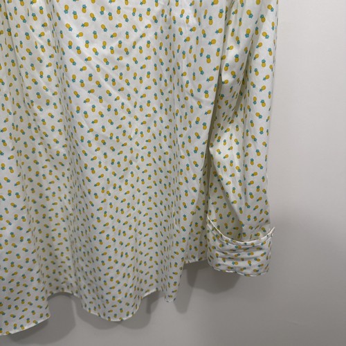 LANDS END Coolmax Mens XL Button Up Shirt Traditional All Over Pineapple Design - Picture 9 of 11