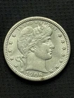 1906 P BARBER SILVER QUARTER DOLLAR .25C US COIN AU-BU Amazing Reverse