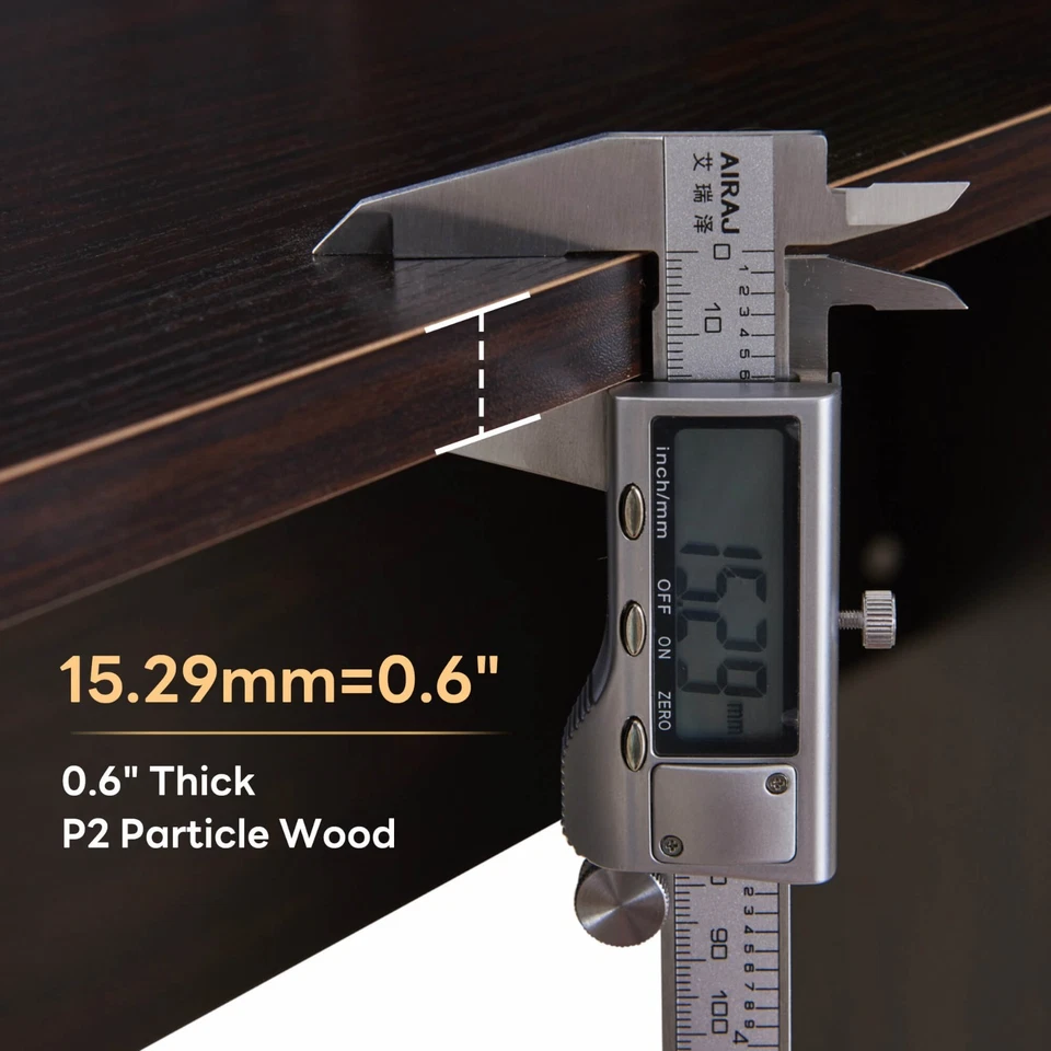 Ivinta L-Shaped Computer Desk with Storage Hutch for Home Office, Dark Brown - Image 4 of 4